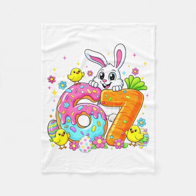 Happy Easter Day 67 Funny Six Seven Cute Rabbit Bu Fleece Blanket (Front)
