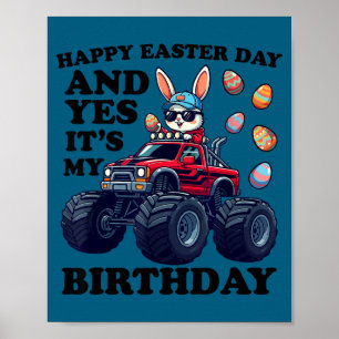 Happy easter day and birthday boys monster truck poster