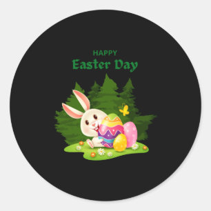 Happy Easter Day And Bunny Wishes Funny T Shirt  Classic Round Sticker
