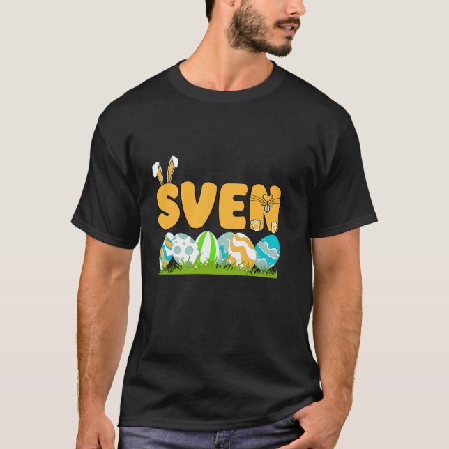 Happy Easter Day Boys Men Personalised Name Sven L T-Shirt (Front)