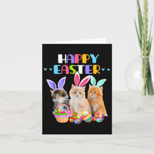 Happy Easter Day Bunny Cat Eggs Bysket Men Women C Card