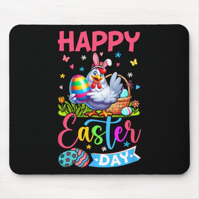 Happy Easter Day Bunny Chicken Hunting Chocolate E Mouse Pad (Front)
