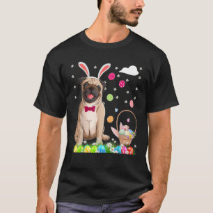Happy Easter Day Bunny Dog Pug Wearing Bunny Ears T-Shirt