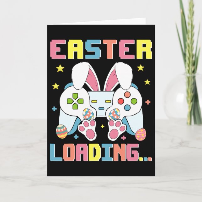 Happy Easter Day Bunny Easter Loading Video Game B Card (Front)