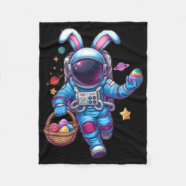Happy Easter Day Bunny Egg Astronaut Space Boys Gi Fleece Blanket (Front)