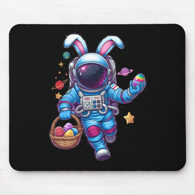 Happy Easter Day Bunny Egg Astronaut Space Boys Gi Mouse Pad (Front)