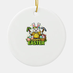 Happy Easter Day Bunny Egg Gamer Video Game Kids M Ceramic Tree Decoration