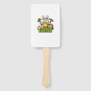 Happy Easter Day Bunny Egg Gamer Video Game Kids M Hand Fan