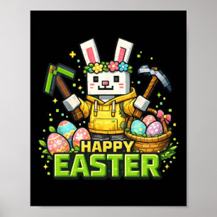 Happy Easter Day Bunny Egg Gamer Video Game Kids M Poster