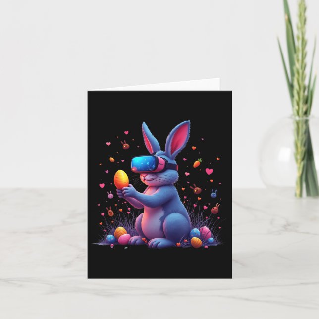 Happy Easter Day Bunny Egg Video Game Funny Vr Gam Card (Front)