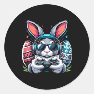 Happy Easter Day Bunny Egg Video Game Kids Mens Ga Classic Round Sticker