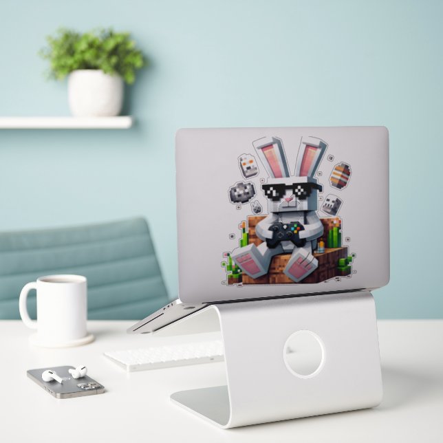 Happy Easter Day Bunny Egg Video Gamer Easter Day (Laptop On Desk)