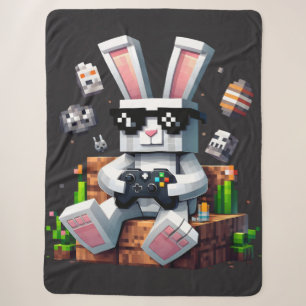 Happy Easter Day Bunny Egg Video Gamer Easter Day Sherpa Blanket