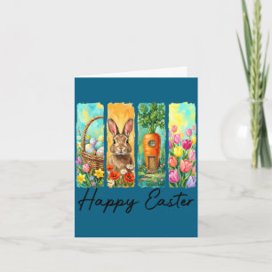 Happy easter day bunny eggs basket egg hunt funny card