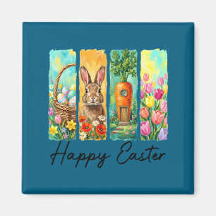 Happy easter day bunny eggs basket egg hunt funny  magnet