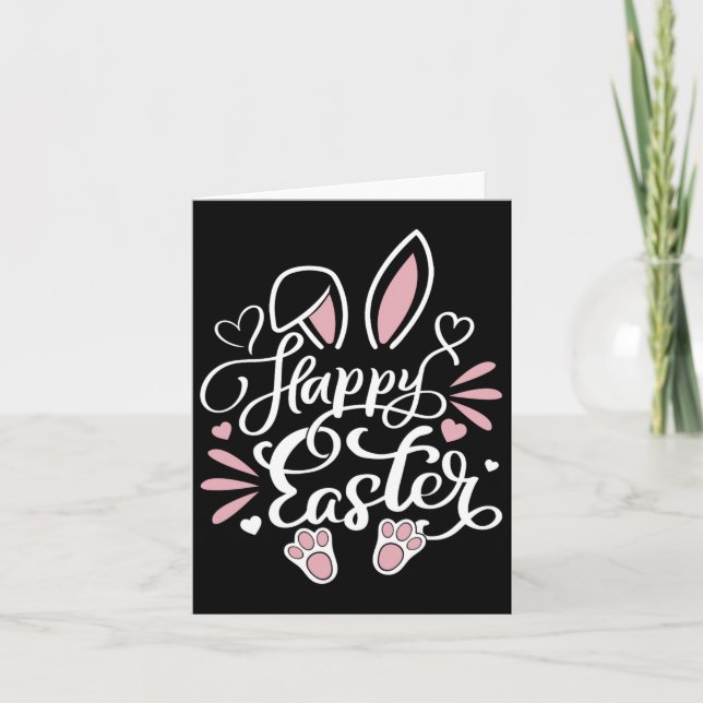 Happy Easter Day Bunny Eggs Rabbit Graphic Family  Card (Front)