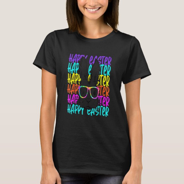 Happy Easter Day Bunny Glasses Cute Rabbit T-Shirt (Front)