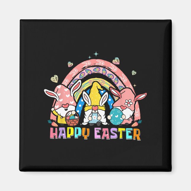 Happy Easter Day Bunny Gnome Easter Egg Carrot Gno Magnet (Front)