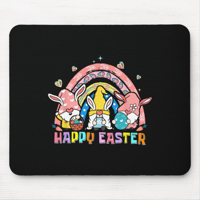 Happy Easter Day Bunny Gnome Easter Egg Carrot Gno Mouse Pad (Front)