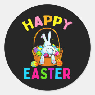 Happy Easter Day Bunny Hunting Chocolate Eggs Egg Classic Round Sticker