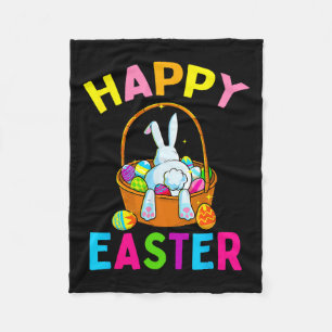 Happy Easter Day Bunny Hunting Chocolate Eggs Egg Fleece Blanket