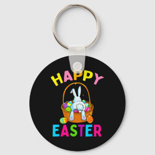Happy Easter Day Bunny Hunting Chocolate Eggs Egg Key Ring