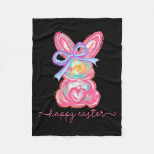 Happy Easter Day Bunny Rabbit Brushstroke Tee Wome Fleece Blanket