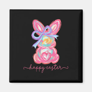Happy Easter Day Bunny Rabbit Brushstroke Tee Wome Magnet