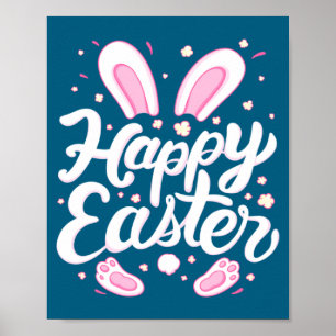 Happy Easter Day Bunny Rabbit Spring Graphic For W Poster
