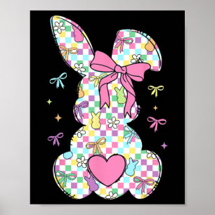 Happy Easter Day Bunny Rabbit With Cute Bow Coquet Poster