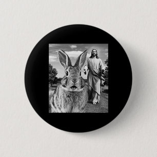 Happy Easter Day Bunny Selfie Christian Easter Men 6 Cm Round Badge