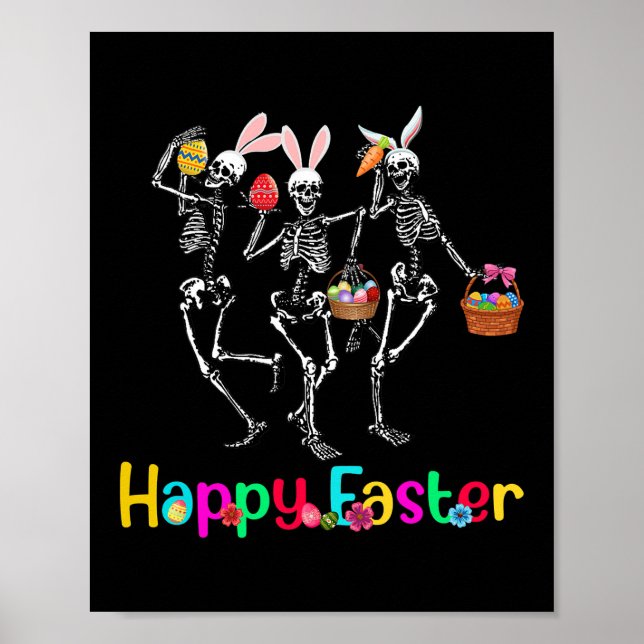 Happy Easter Day Bunny Skull Dance Easter Egg Poster (Front)