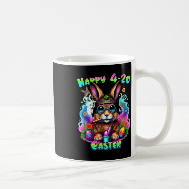 Happy Easter Day Bunny Smoking Weed Funny  Coffee Mug (Right)