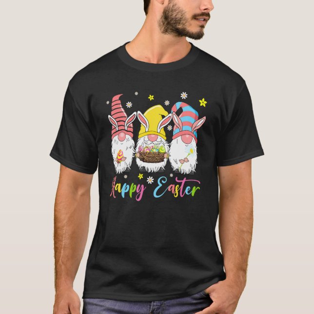 Happy Easter Day Bunny Spring Gnome Easter Egg Hun T-Shirt (Front)