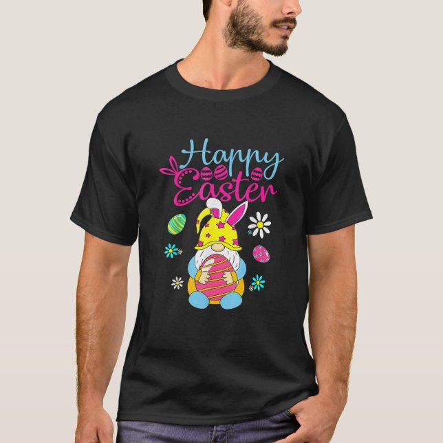Happy Easter Day Bunny Spring Gnome Easter Egg Hun T-Shirt (Front)