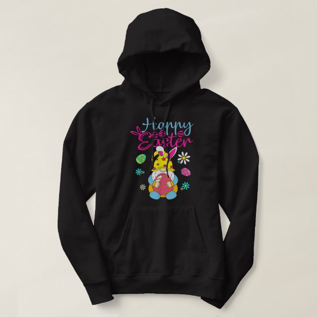 Happy Easter Day Bunny Spring Gnome Easter Hoodie (Design Front)