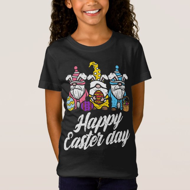 Happy Easter Day Bunny Spring Gnomes Easter Eggs H T-Shirt (Front)