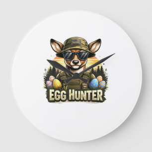 Happy Easter Day Camo Funny Hunting Boys Men Easte Large Clock