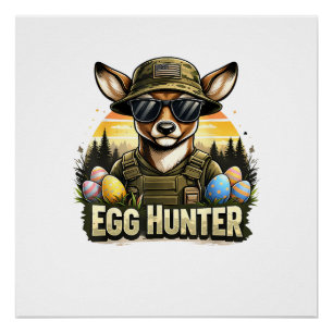 Happy Easter Day Camo Funny Hunting Boys Men Easte Poster