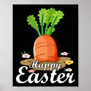 Happy Easter Day Carrot Bunny Design Thanksgiving Poster