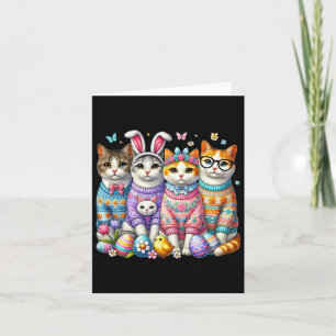 Happy Easter Day Cat Eggs Funny Matching Men Women Card
