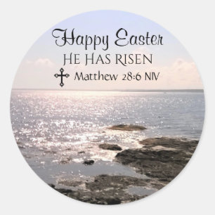 Happy Easter Day Christ has Risen Ocean Photo Classic Round Sticker