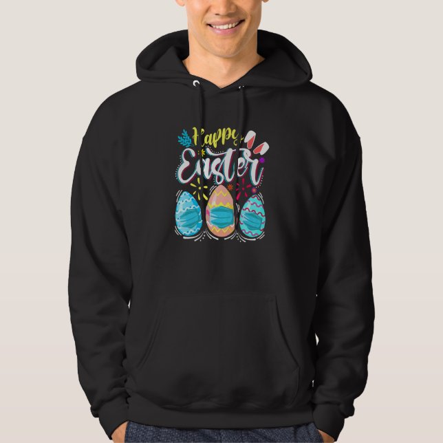 Happy Easter Day Colourful Egg Face Mask Hunting C Hoodie (Front)