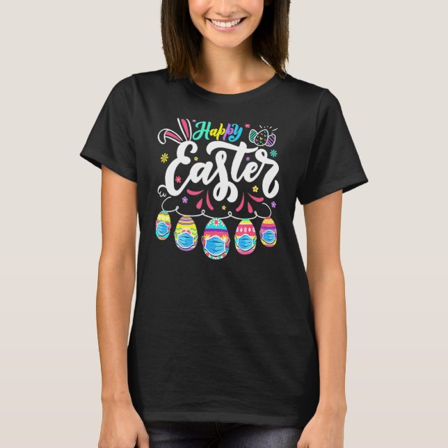 Happy Easter Day Colourful Egg Face Mask Hunting C T-Shirt (Front)