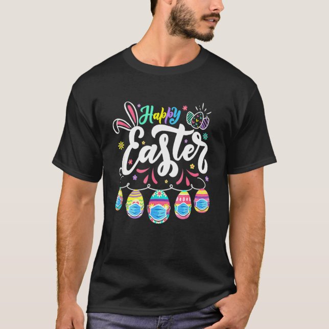 Happy Easter Day Colourful Egg Face Mask Hunting C T-Shirt (Front)