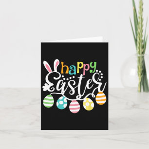 Happy Easter Day Colourful Egg Hunting Cute Bunny Card