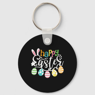 Happy Easter Day Colourful Egg Hunting Cute Bunny  Key Ring