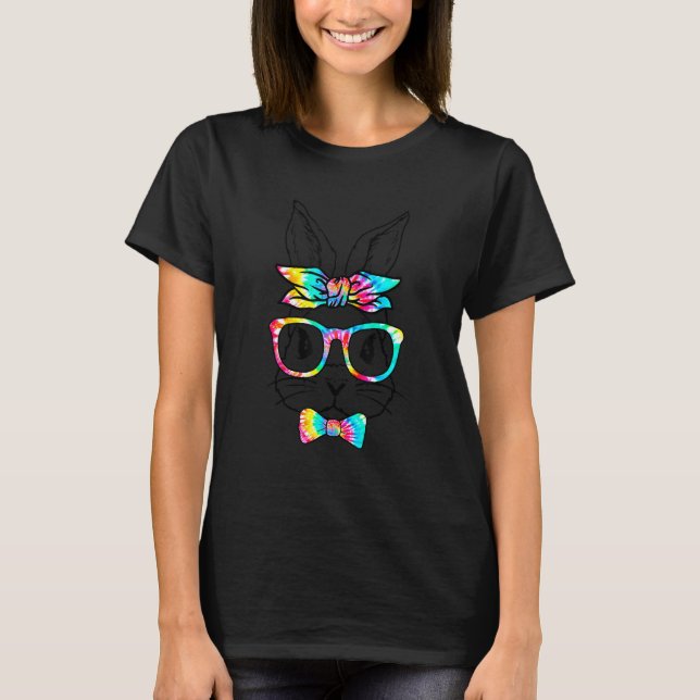 Happy Easter Day Cool Bunny Face Tie Dye Glasses H T-Shirt (Front)