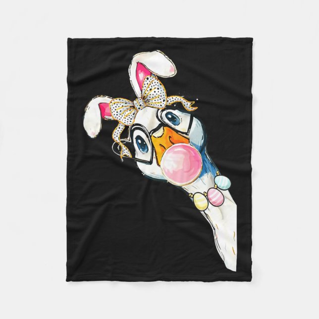Happy easter day coquette bow cute silly goose fleece blanket (Front)