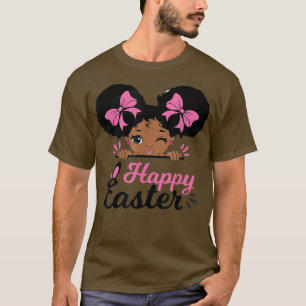 Happy Easter Day Cute Bunny Black Girl African Ame T-Shirt